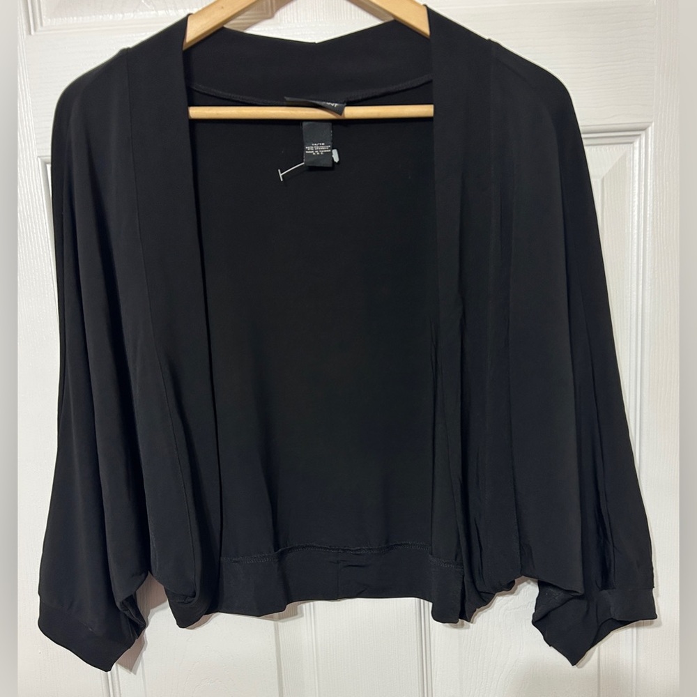 Lane Bryant Women’s Bolero Shrug Jacket Cardigan Black Stretch Knit Size 14/16
